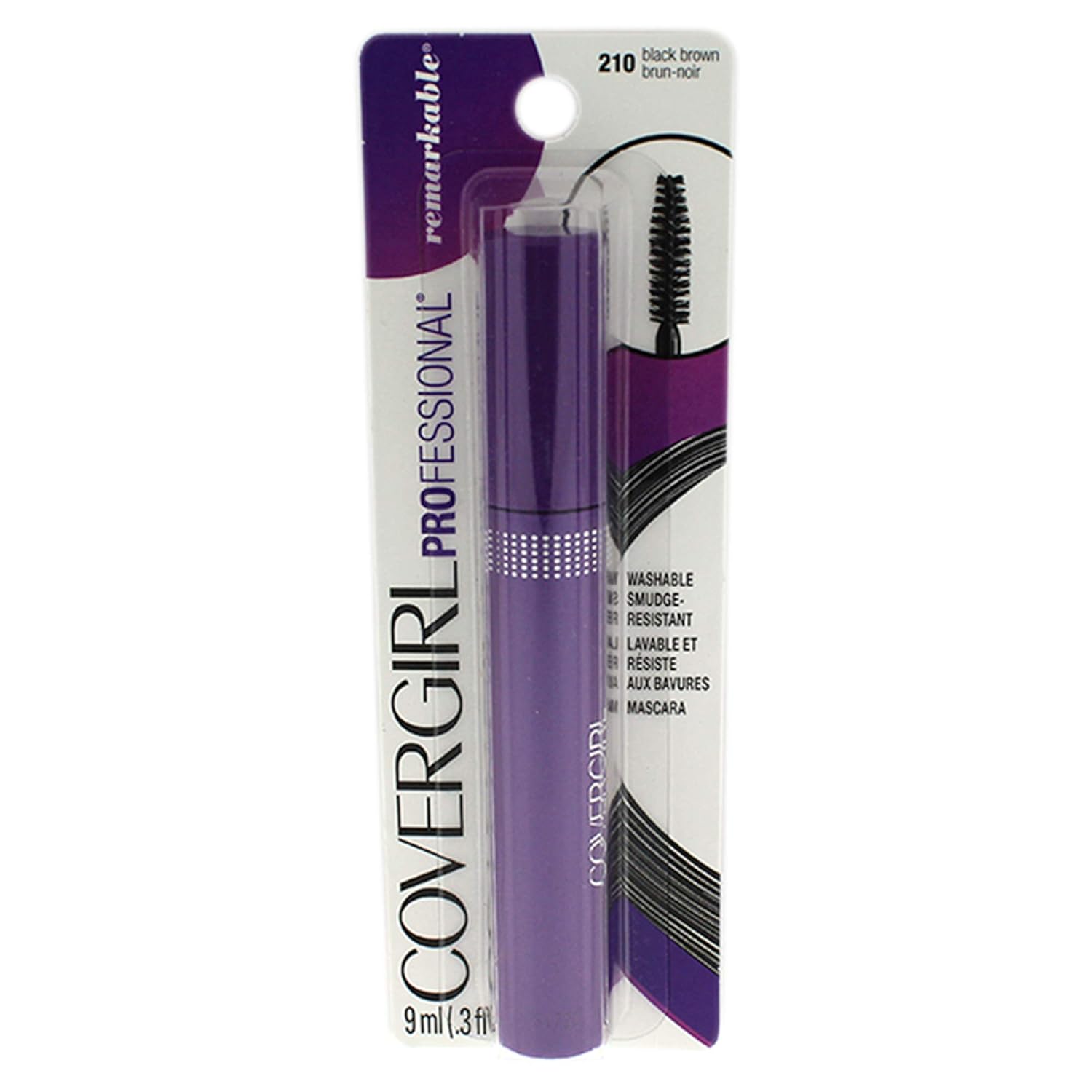 COVERGIRL Professional &amp; Remarkable Mascara Black Brown, Long Lasting, 0.3 Fl Oz, Smudge-Proof Mascara, Voluminous Mascara, Lengthening Mascara, Resists Swipes and Smears, Darkens and Defines All Day