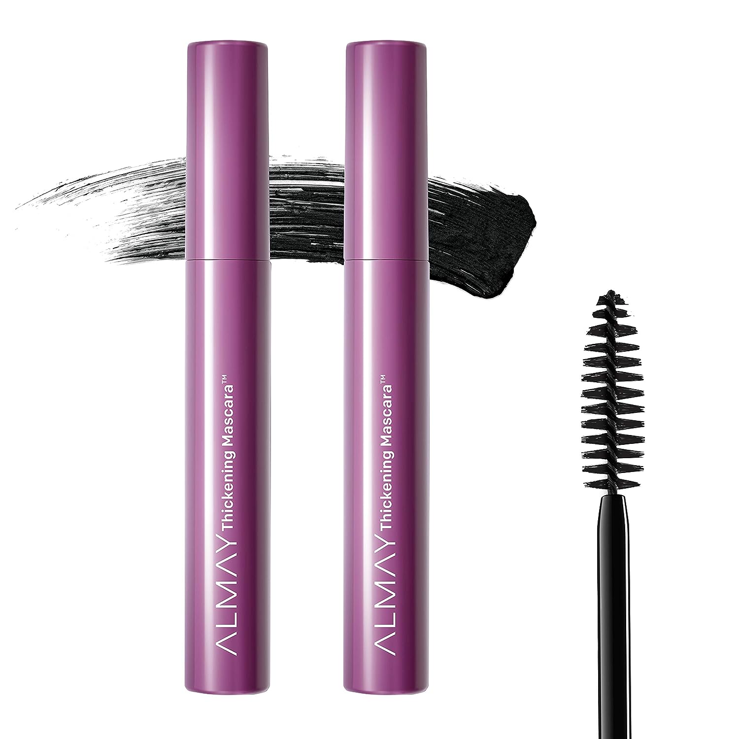 Almay Mascara, Thickening, Volume &amp; Length Eye Makeup with Aloe and Vitamin B5, Hypoallergenic-Fragrance Free, Ophthalmologist Tested, 402 Black (Pack of 2)