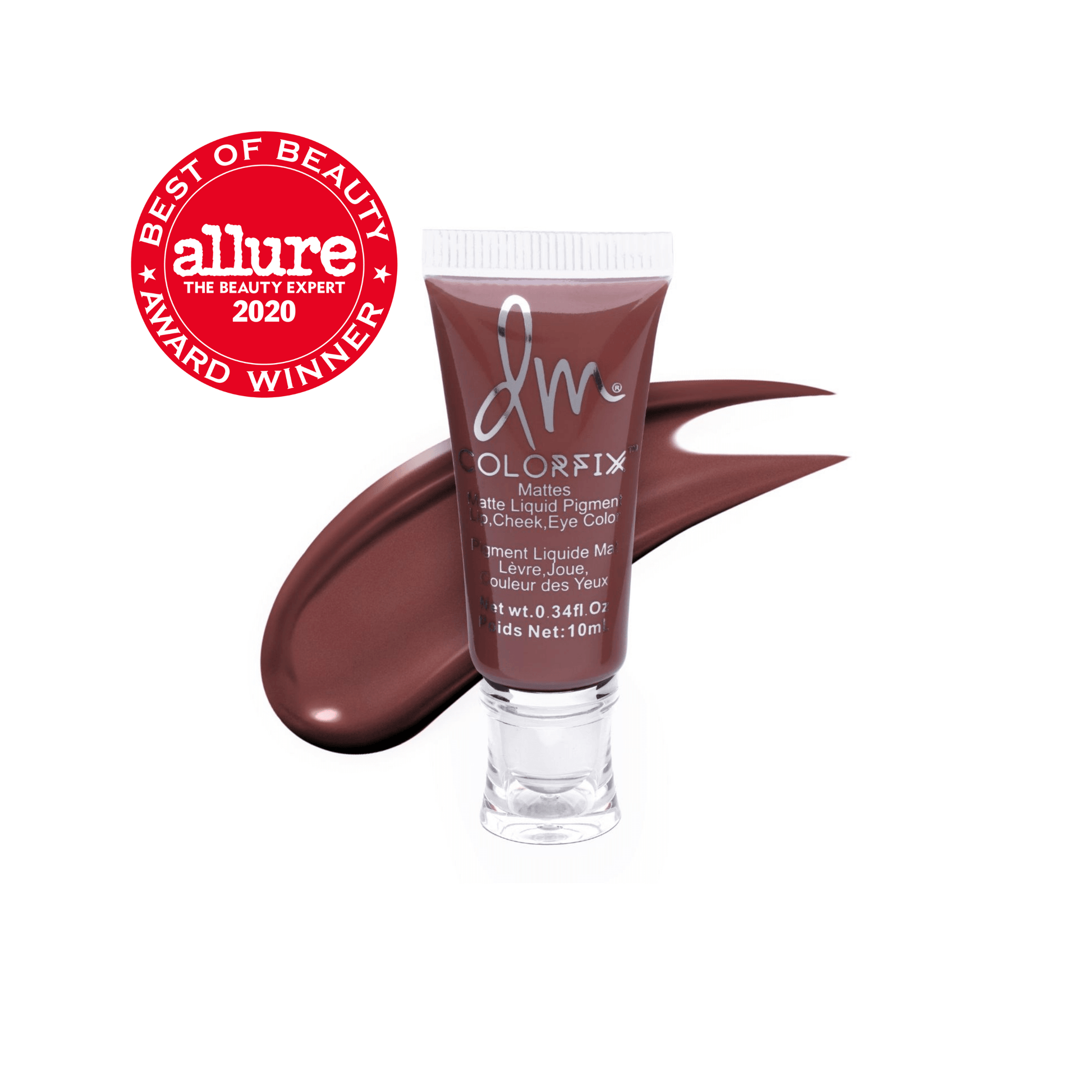 This is the Coffee Cake shade of the colorfix mattes. With a brown swatch behind the bottle and the award winning certificate in the corner